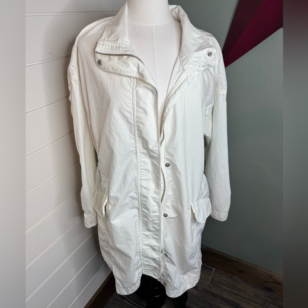 Athleta White 100% Cotton Utility Jacket Coat – Adjustable Waist